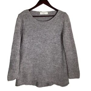 ZARAKNIT Gray Knit Sweater Long Sleeve Scoop Neck Women's M